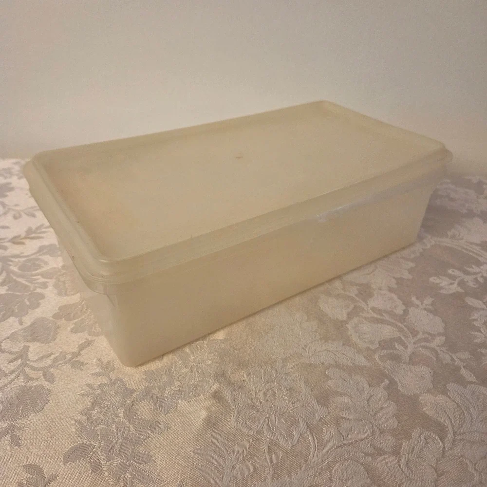 Vintage Tupperware Frosted Clear Rectangular 11x6.5x3.5 Storage 677-2 678-2